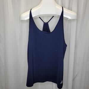 Adidas Navy Racerback Loose Fit Mesh Climalite Tank,  S